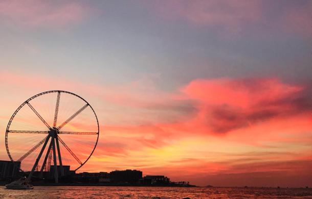Ain Wheel Dubai Sunset View From a Yacht